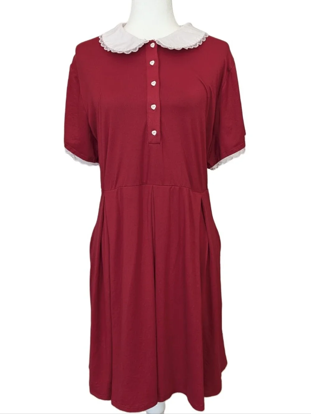 Hot Topic | Dresses | Hot Topic Womens Red White Lace Collar Sleeves Heart Button Mini Dress Size 2 | Poshmark Hot Topic | Dresses | Hot Topic Womens Red White Lace Collar Sleeves Heart Button Mini Dress Size 2 | Poshmark